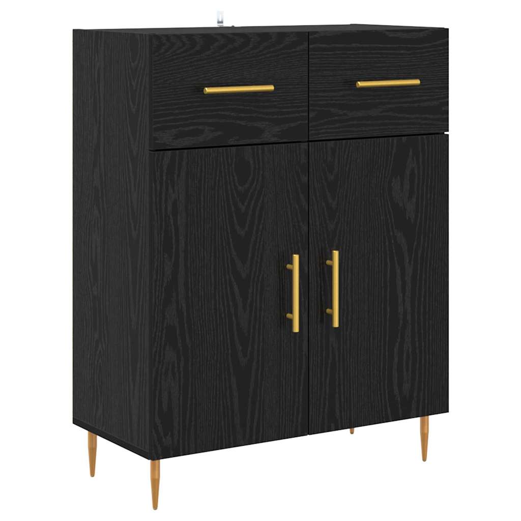 Høyskap Veggmontert Svart Eik 69,5 x 34 x 180 cm Konstruert tre