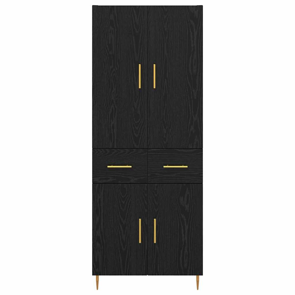 Høyskap Veggmontert Svart Eik 69,5 x 34 x 180 cm Konstruert tre
