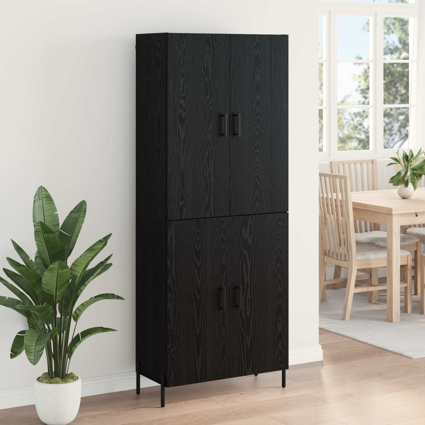 Høyskap Veggmontert Svart Eik 69,5 x 34 x 180 cm Konstruert tre