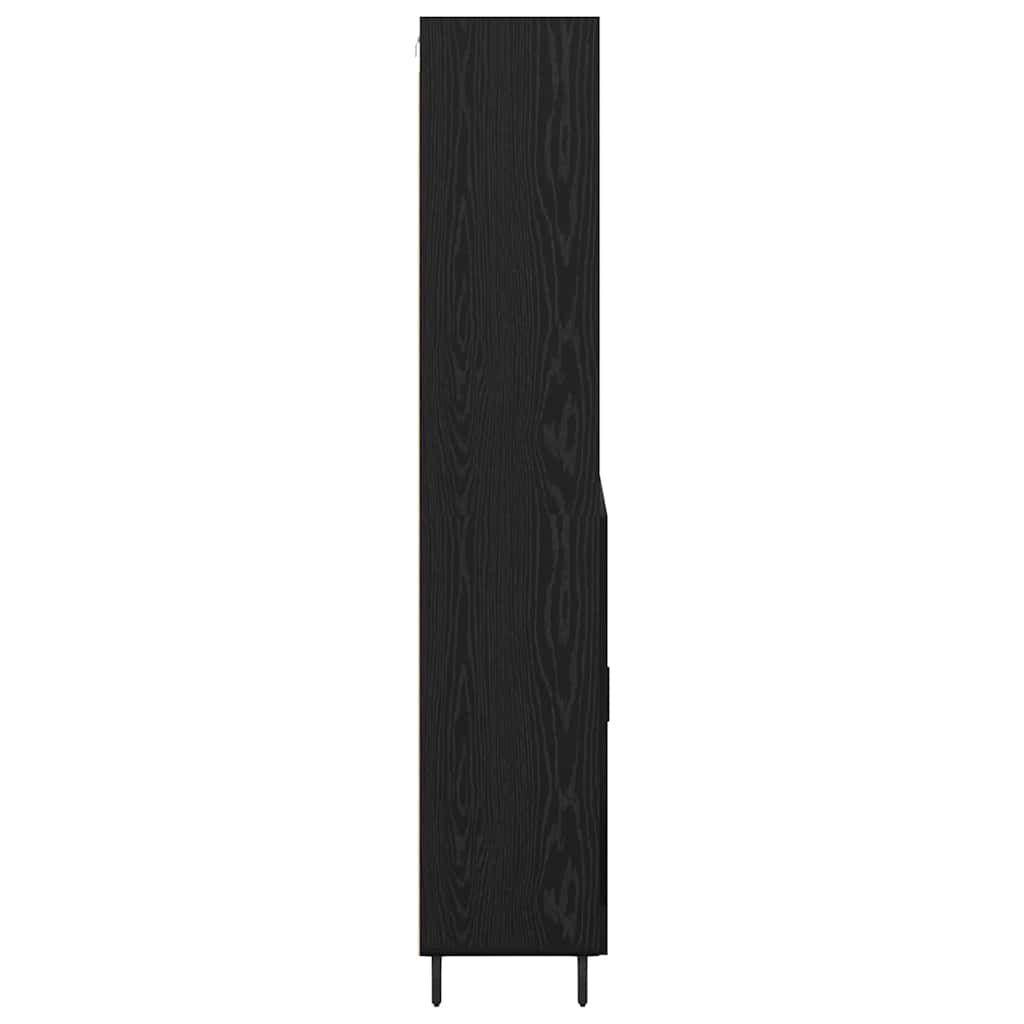 Høyskap Svart Eik 69,5 x 34 x 180 cm Sponplater og glass