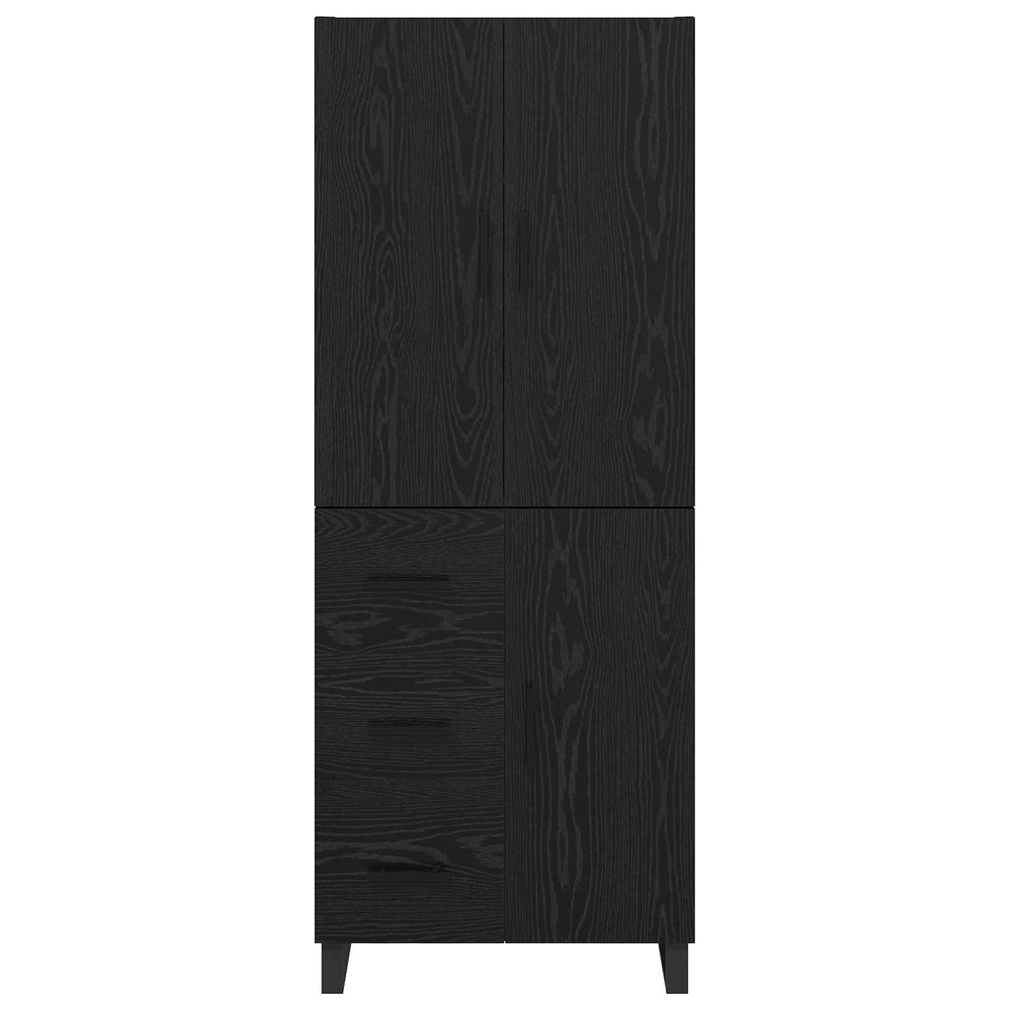 Høyskap 2 pcs Svart Eik 69,5 x 34 x 180 cm Sponplater og glass