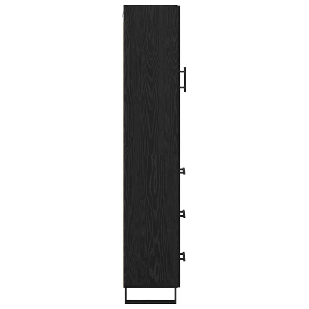 Høyskap med skuff Svart Eik 34,5 x 34 x 180 cm Konstruert tre