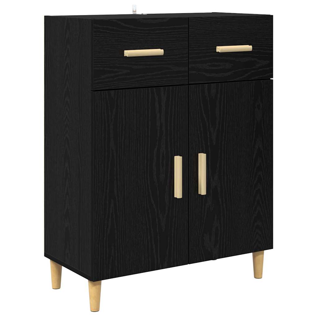 Høyskap med skuff Svart Eik 69,5 x 32,5 x 180 cm Konstruert tre