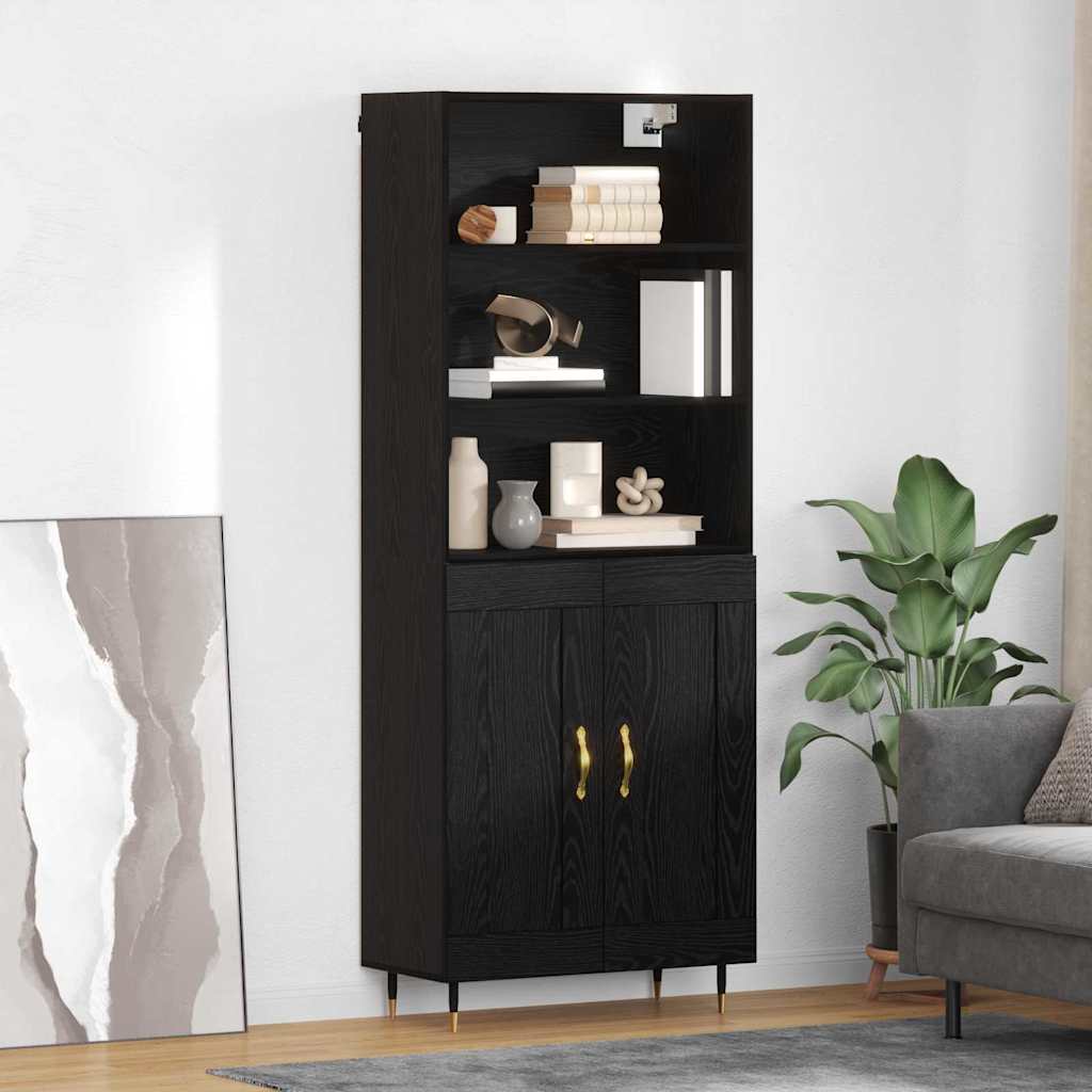 Høyskap Svart eik 69,5 x 34 x 180 cm Konstruert tre