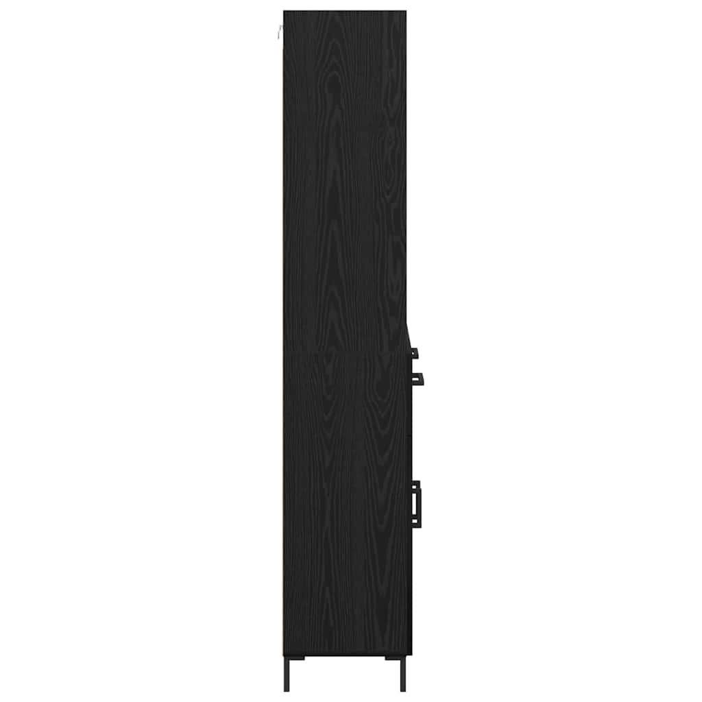 Høyskap med skuff Svart Eik 69,5 x 34 x 180 cm Konstruert tre