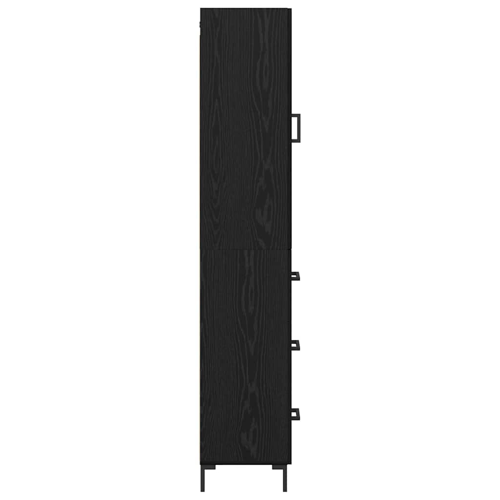 Høyskap med skuff Svart Eik 34,5 x 34 x 180 cm Konstruert tre