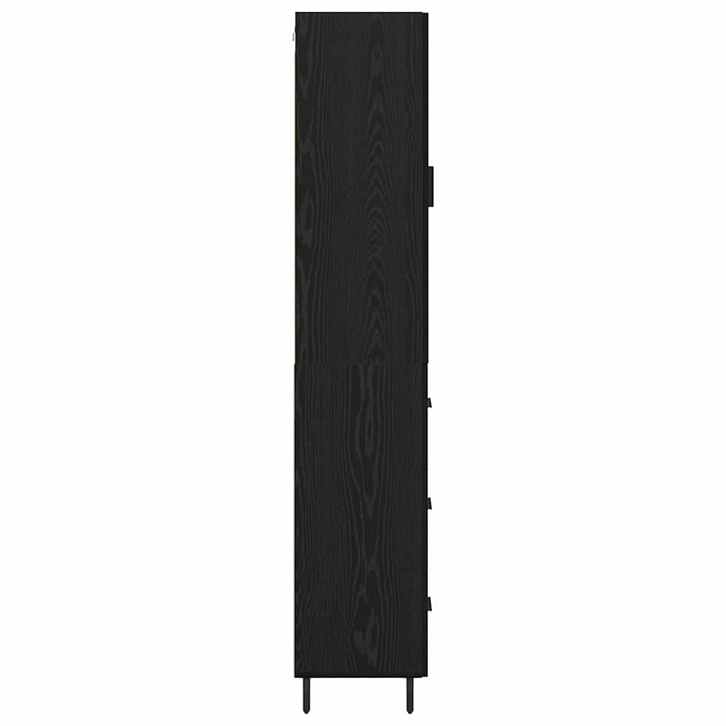 Høyskap med skuff Svart Eik 34,5 x 34 x 180 cm Konstruert tre