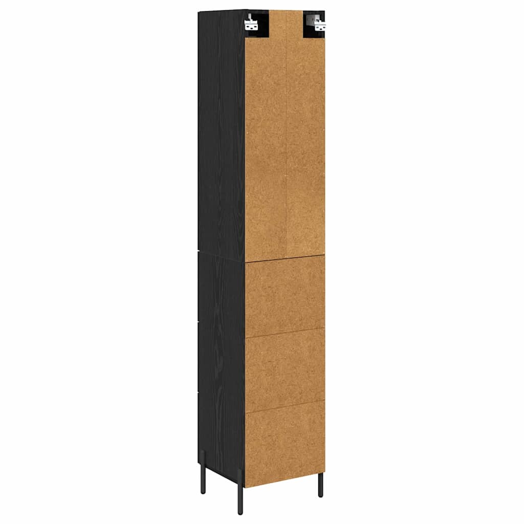 Høyskap med skuff Svart Eik 34,5 x 34 x 180 cm Konstruert tre