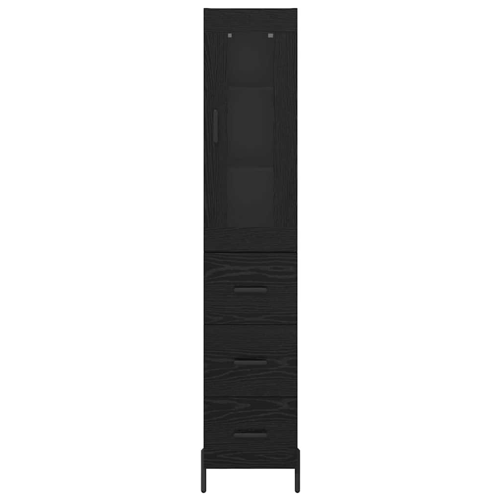 Høyskap med skuff Svart Eik 34,5 x 34 x 180 cm Konstruert tre