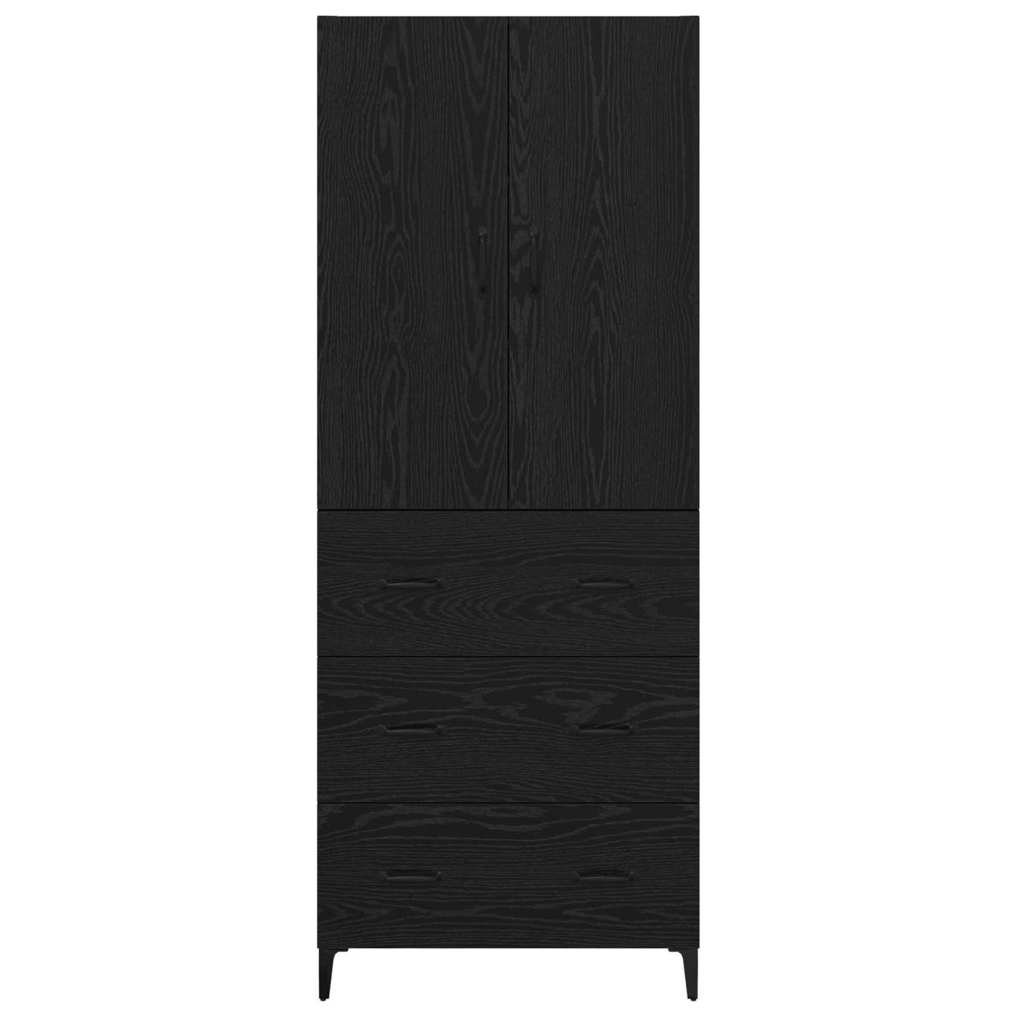 Høyskap Veggmontert Svart Eik 69,5 x 34 x 180 cm Konstruert tre