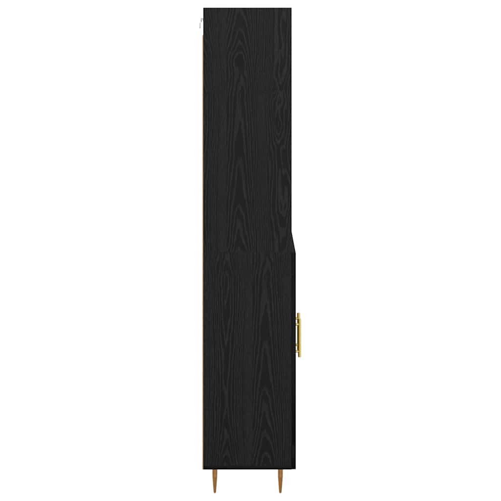 Høyskap med skuff Svart Eik 69,5 x 34 x 180 cm Konstruert tre