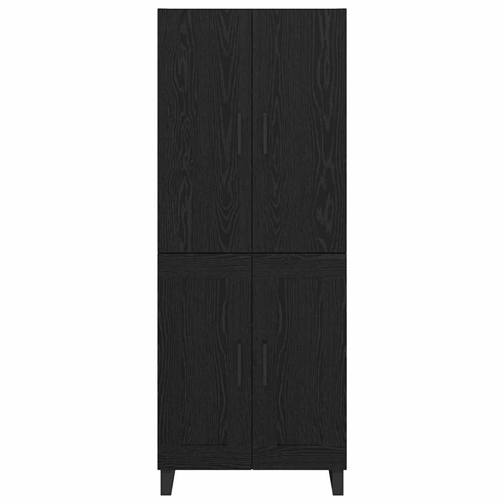 Høyskap 2 pcs Svart Eik 69,5 x 34 x 180 cm Sponplater og glass
