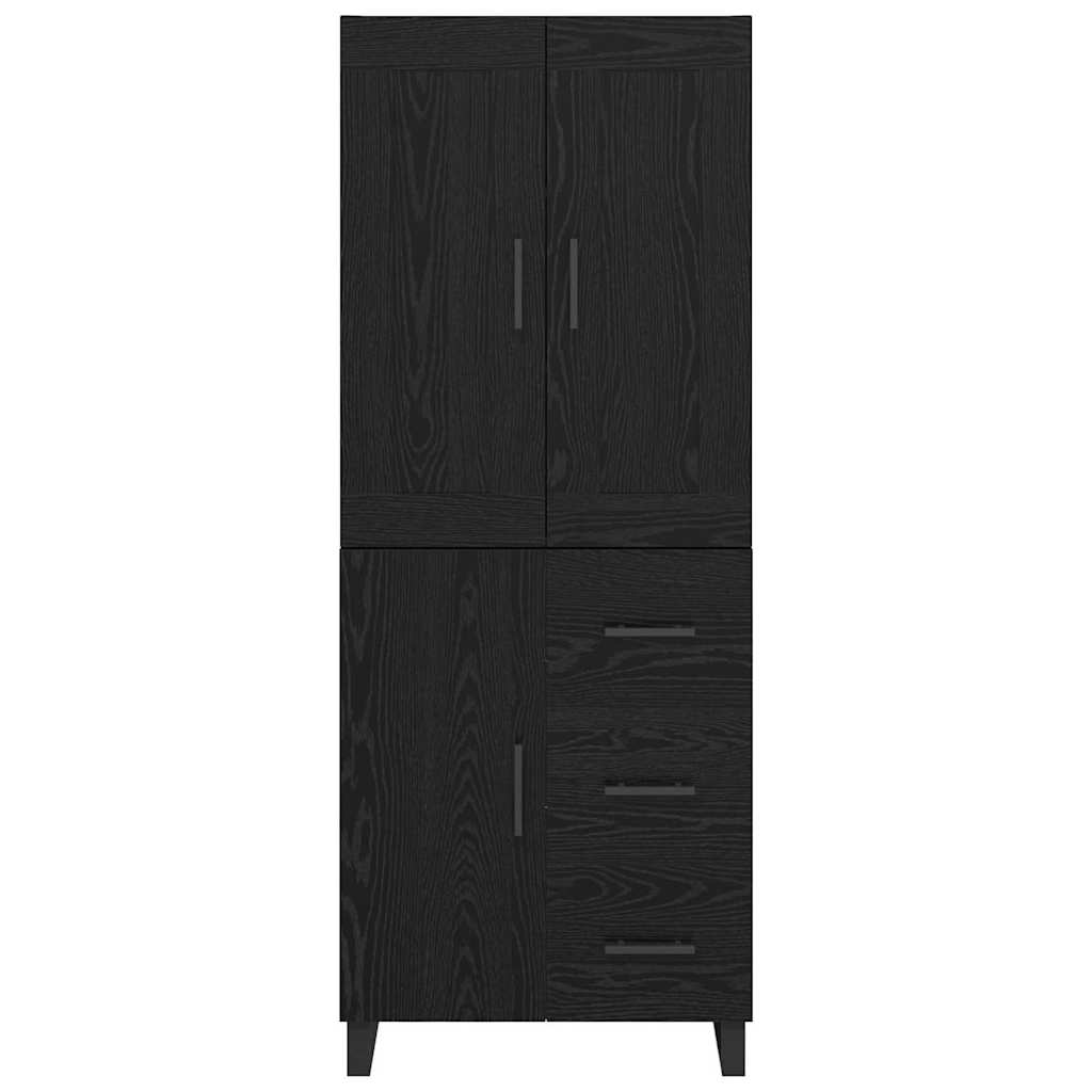 Høyskap med skuff Svart Eik 69,5 x 34 x 180 cm Konstruert tre