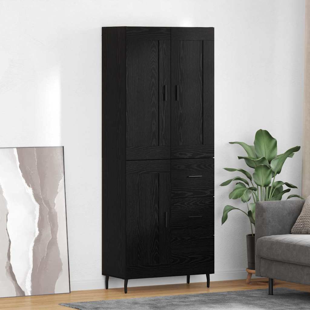 Høyskap 2 pcs Svart Eik 69,5 x 34 x 180 cm Konstruert tre