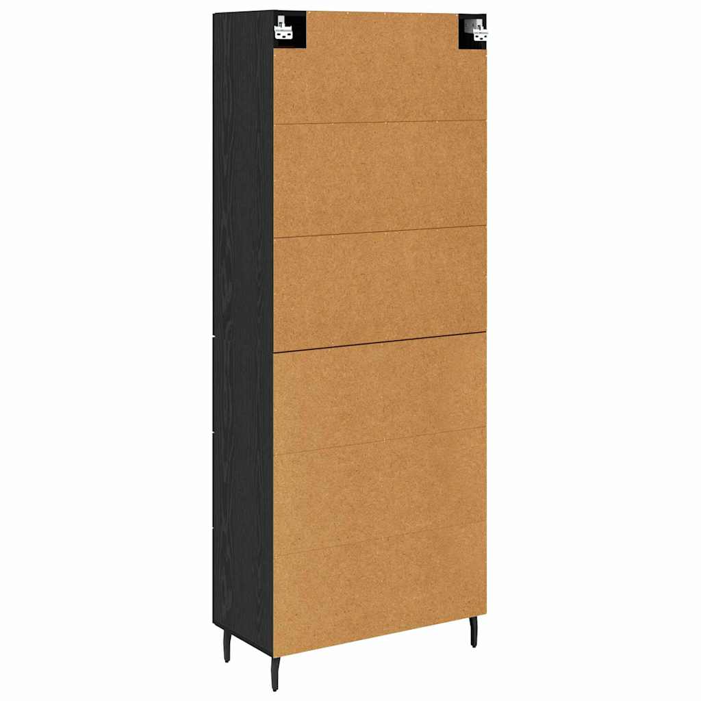 Høyskap 2 pcs Svart Eik 69,5 x 34 x 180 cm Konstruert tre