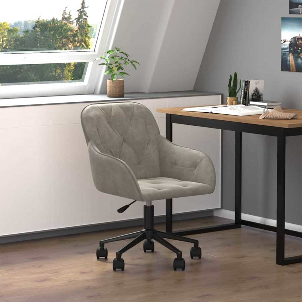 Kontorstol med hjul Lysegrå 56 x 61,5 x 72 cm Fløyel