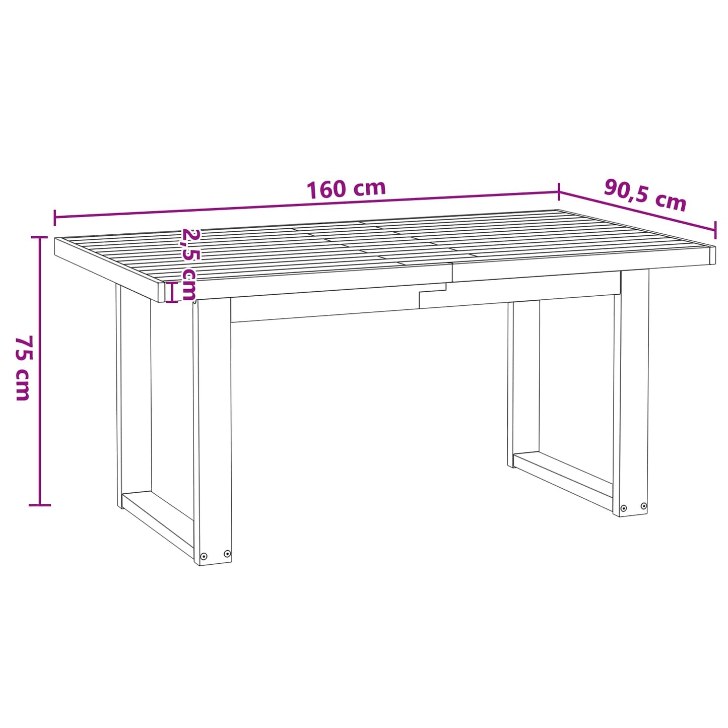 Spisebord NOAIN 160 cm Heltre furu Svart Rektangulær