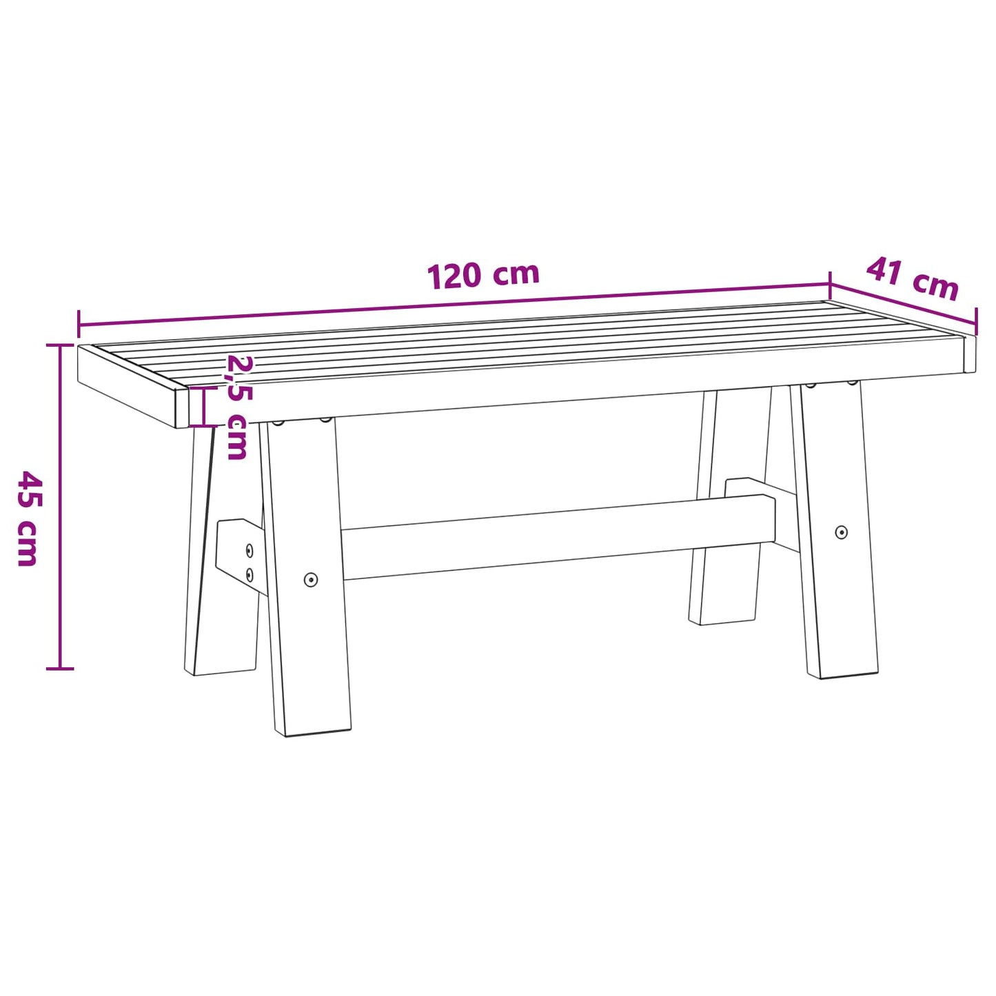 Spisebenk NOAIN 120 x 41 x 45 cm Massiv furu Svart