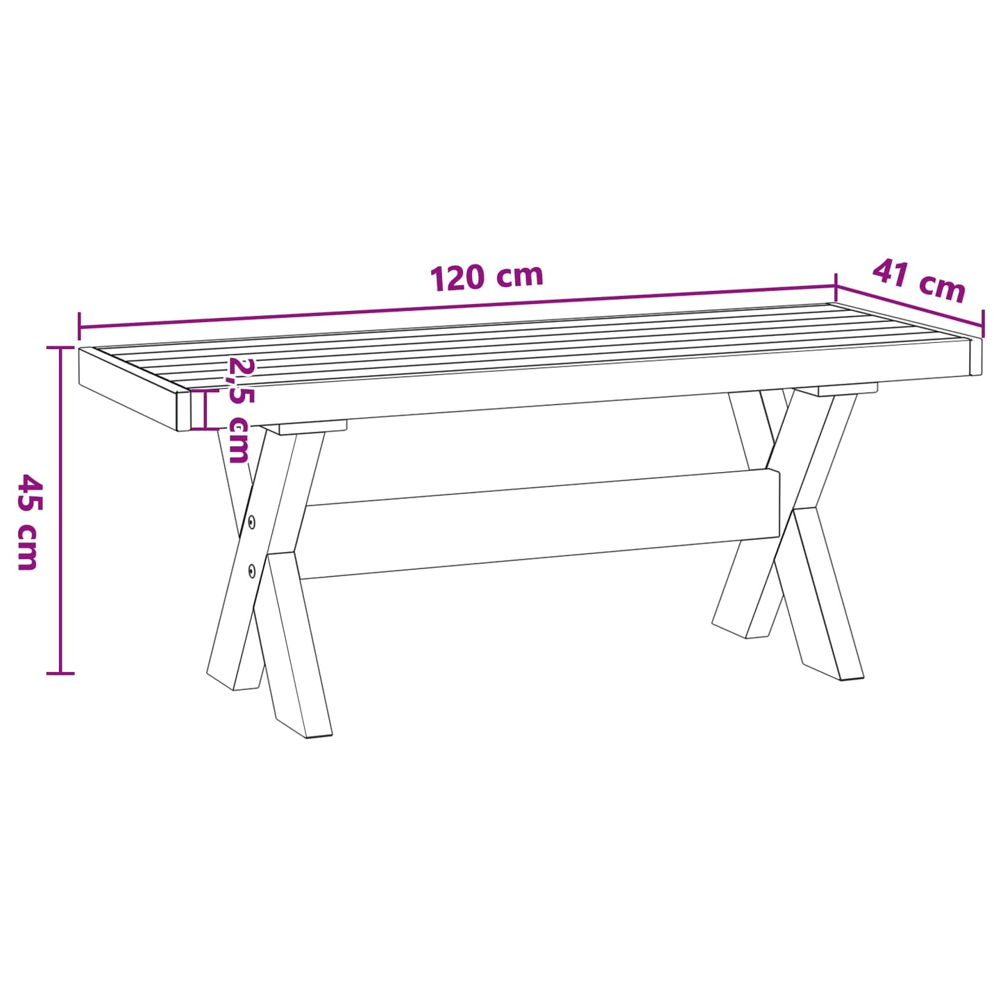 Spisebenk NOAIN 120 x 41 x 45 cm Massiv furu Svart
