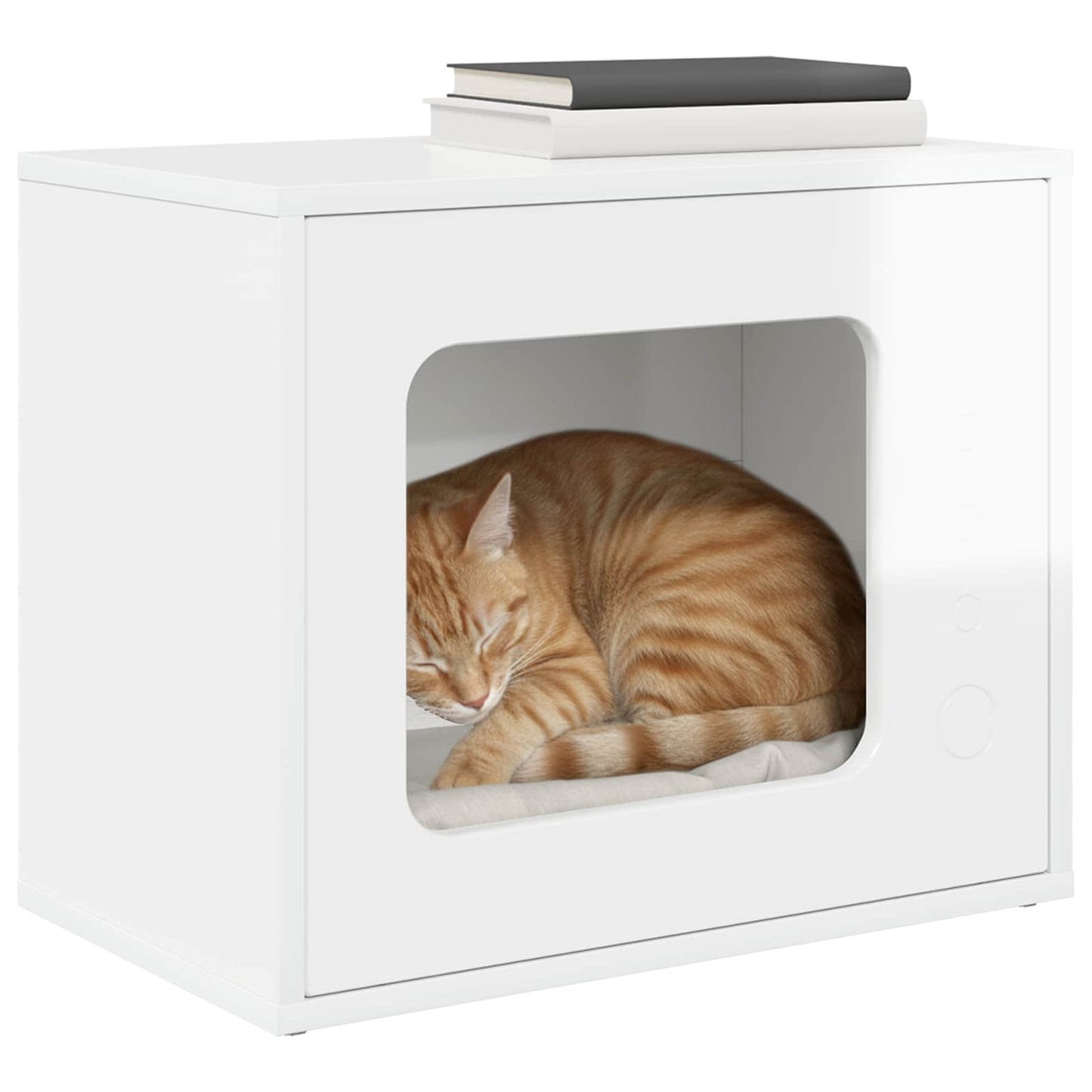 Katt Hus Glanset Hvit 51 x 30 x 42,5 cm Konstruert tre