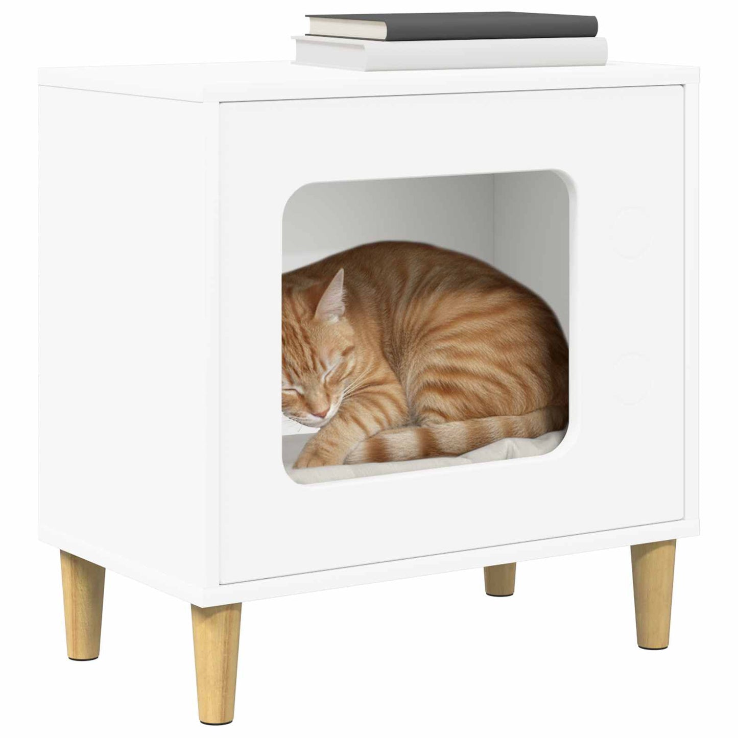 Katt Hus Hvit 51 x 30 x 52 cm Konstruert tre