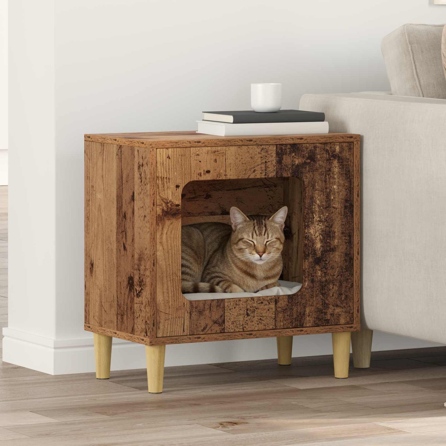 Katt Hus Gammelt tre 51 x 30 x 52 cm Konstruert tre