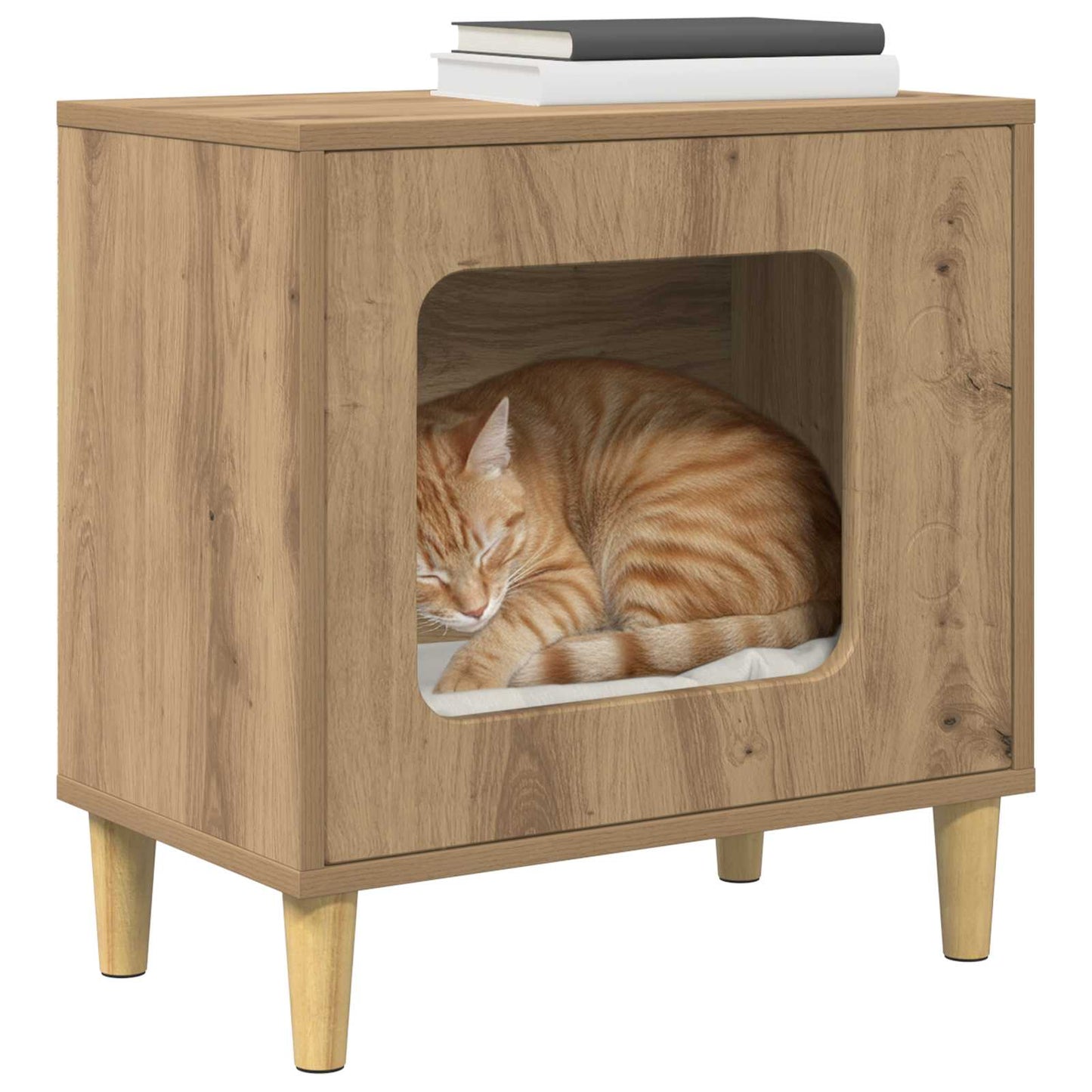 Katt Hus Kunstnerisk Eik 51 x 30 x 52 cm Konstruert tre