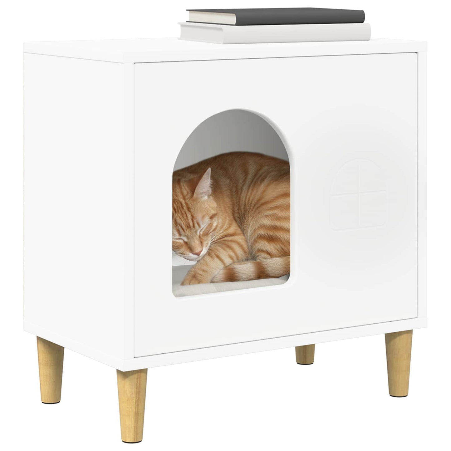 Katt Hus Hvit 51 x 30 x 52 cm Konstruert tre
