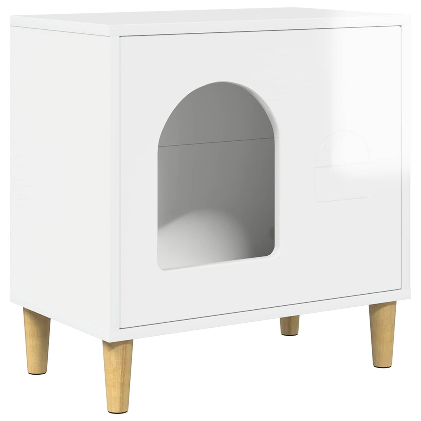 Katt Hus Glanset Hvit 51 x 30 x 52 cm Konstruert tre