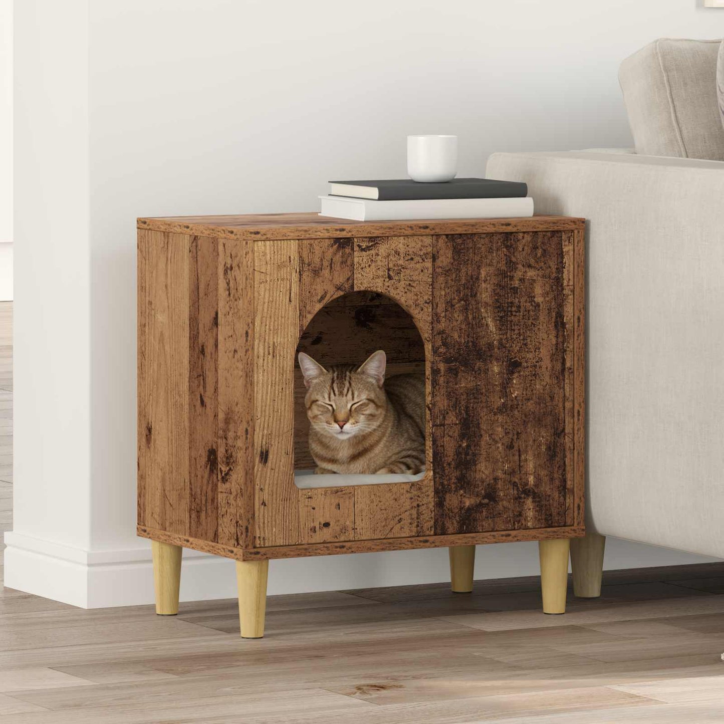 Katt Hus Gammelt tre 51 x 30 x 52 cm Konstruert tre