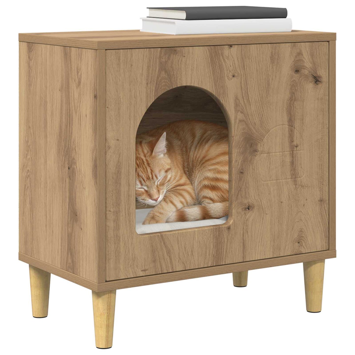 Katt Hus Kunstnerisk Eik 51 x 30 x 52 cm Konstruert tre
