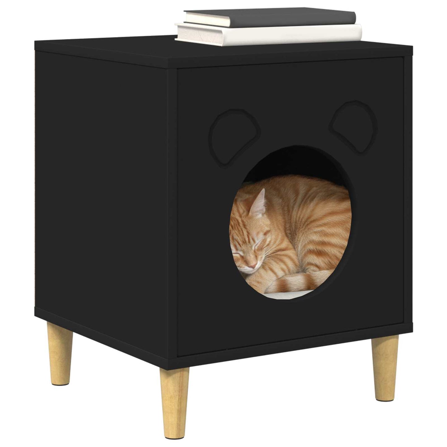 Katt Hus Svart 42,5 x 40 x 53 cm Konstruert tre