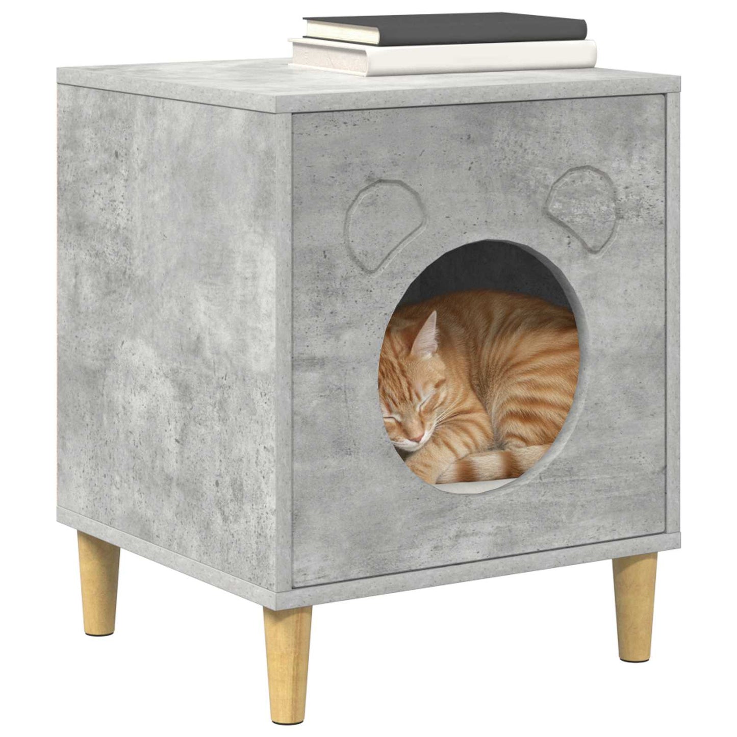 Katt Hus Betong 42,5 x 40 x 53 cm Konstruert tre
