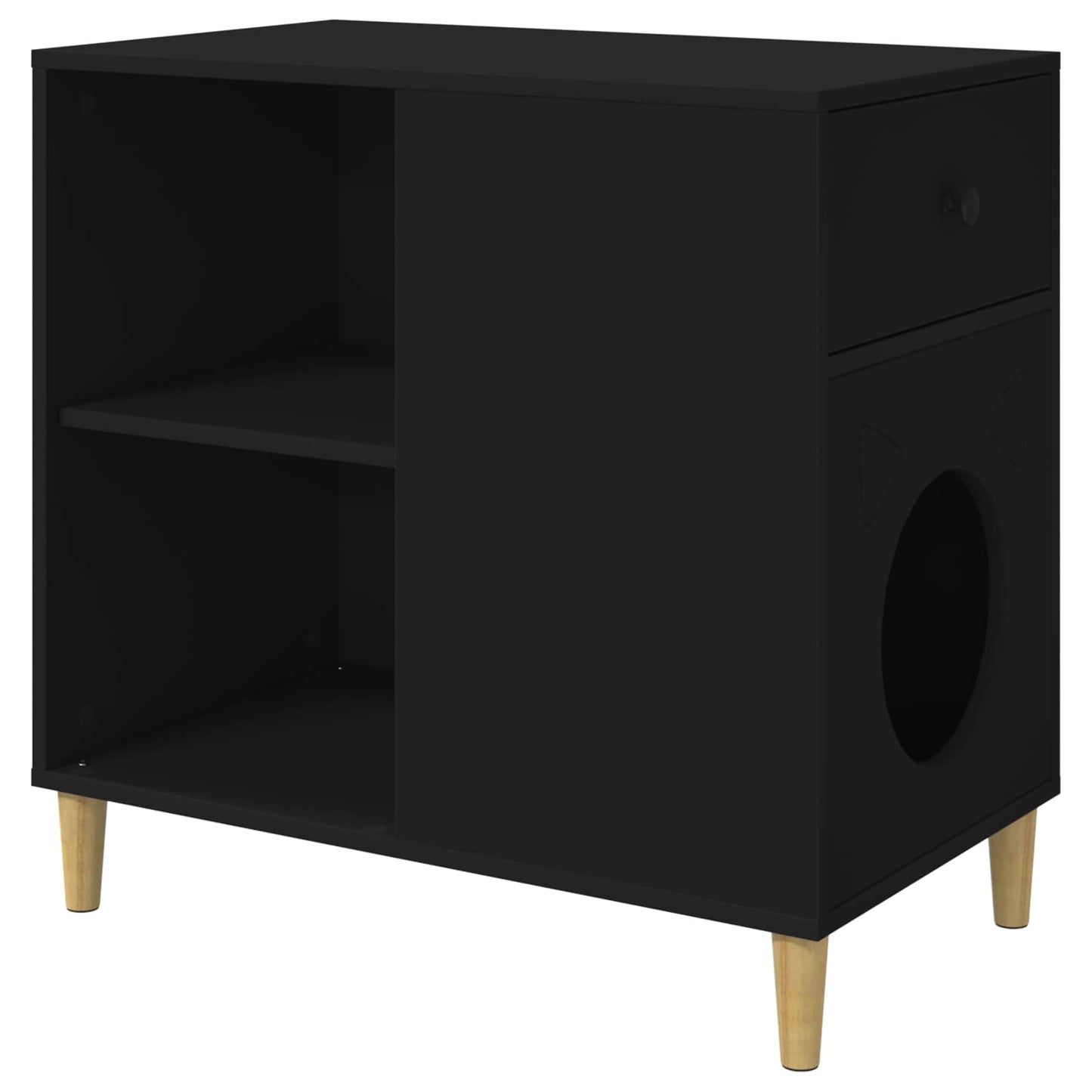 Katt Hus Svart 72 x 42.5 x 70 cm Konstruert tre