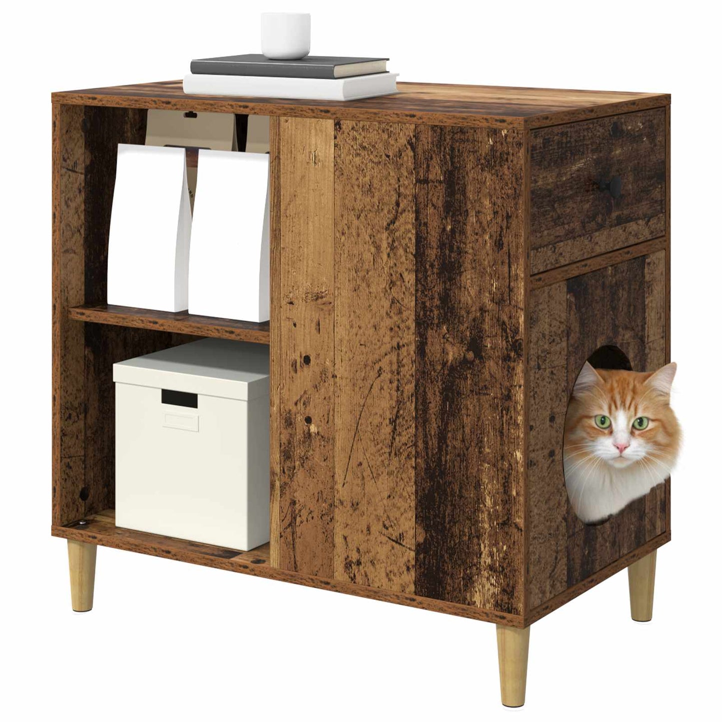 Katt Hus Gammelt tre 72 x 42.5 x 70 cm Konstruert tre