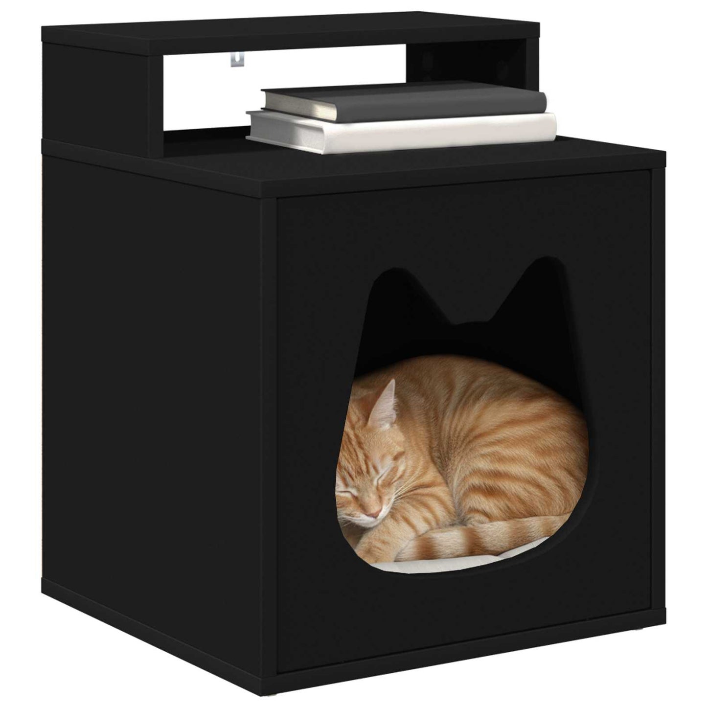 Katt Hus Svart 42,5 x 40 x 53,5 cm Konstruert tre