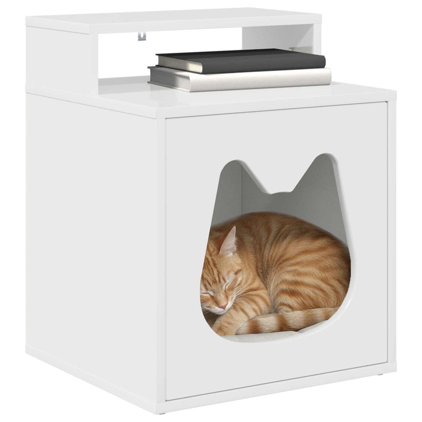 Katt Hus Glanset Hvit 42,5 x 40 x 53,5 cm Konstruert tre