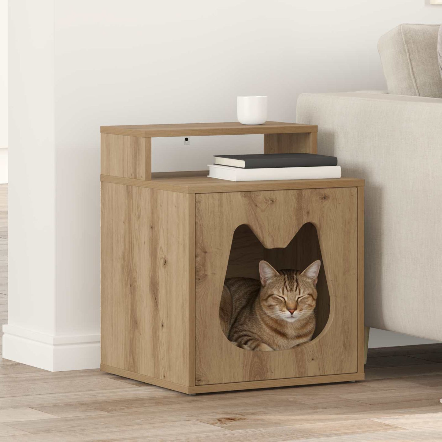 Katt Hus Artisan eik 42,5 x 40 x 53,5 cm Konstruert tre