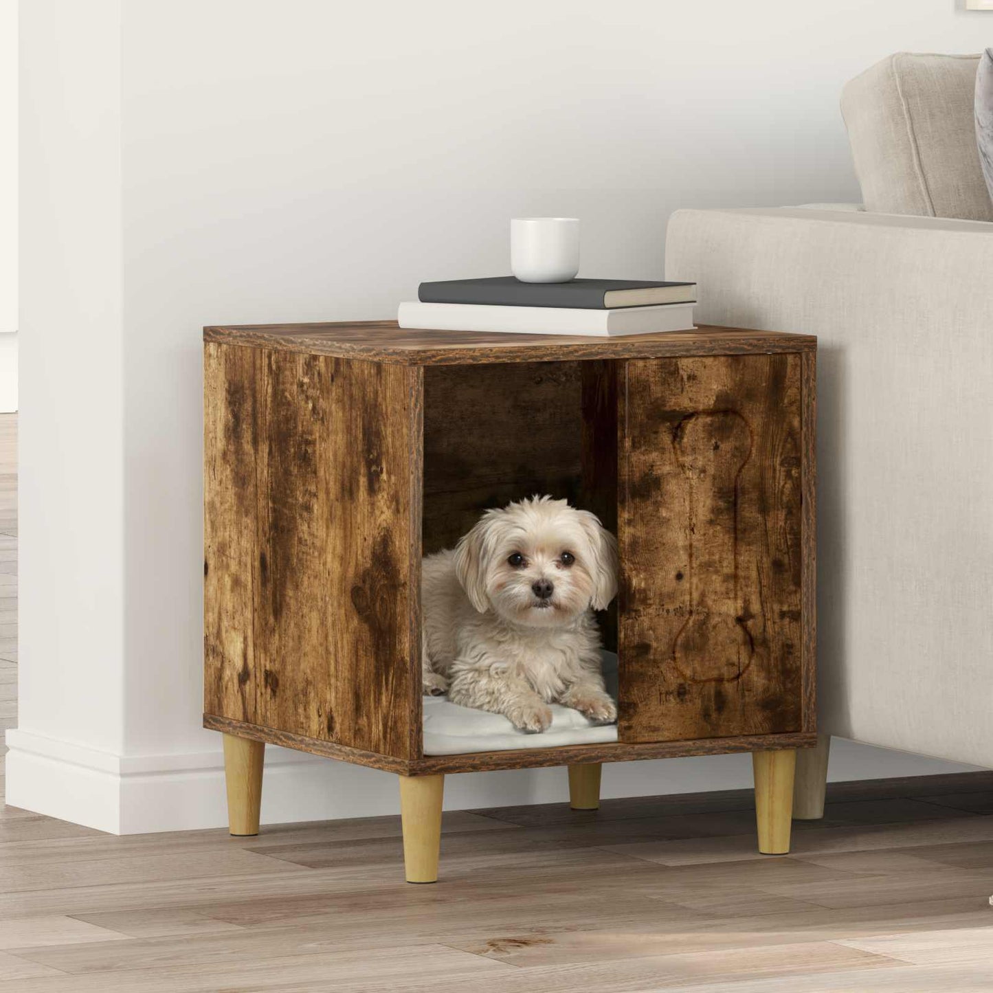 Hundehus Røkt eik 44 x 42 x 49 cm Konstruert tre