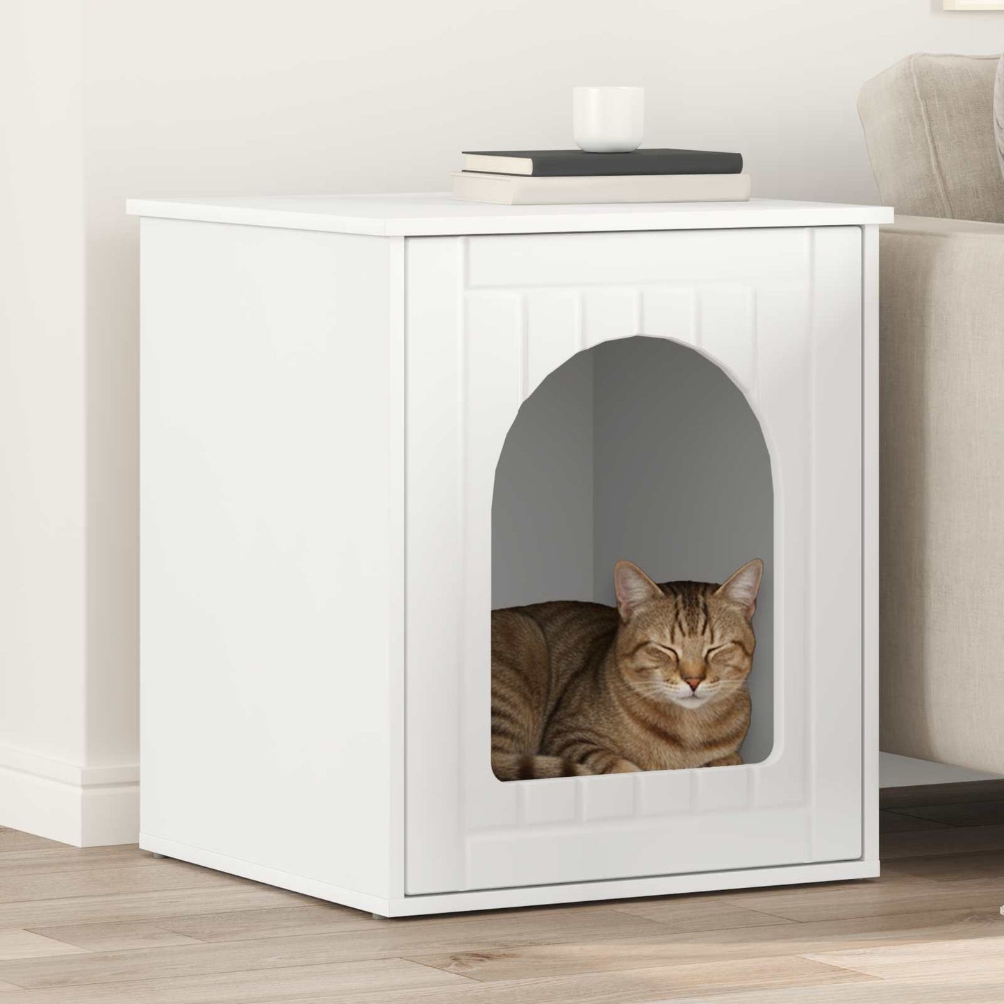 Katt Hus Hvit 53 x 52 x 62 cm Konstruert tre
