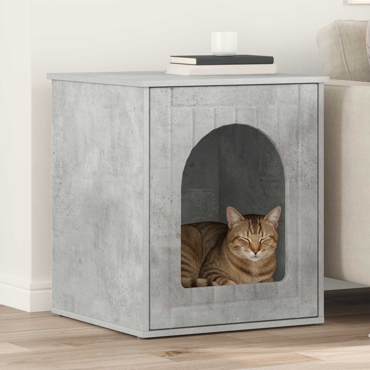 Katt Hus Betong 53 x 52 x 62 cm Konstruert tre
