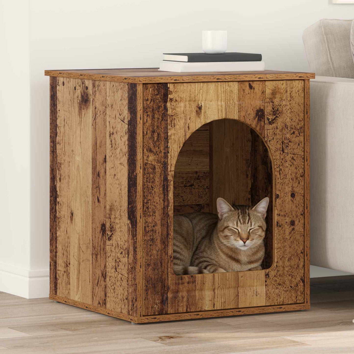 Katt Hus Gammelt tre 53 x 52 x 62 cm Konstruert tre