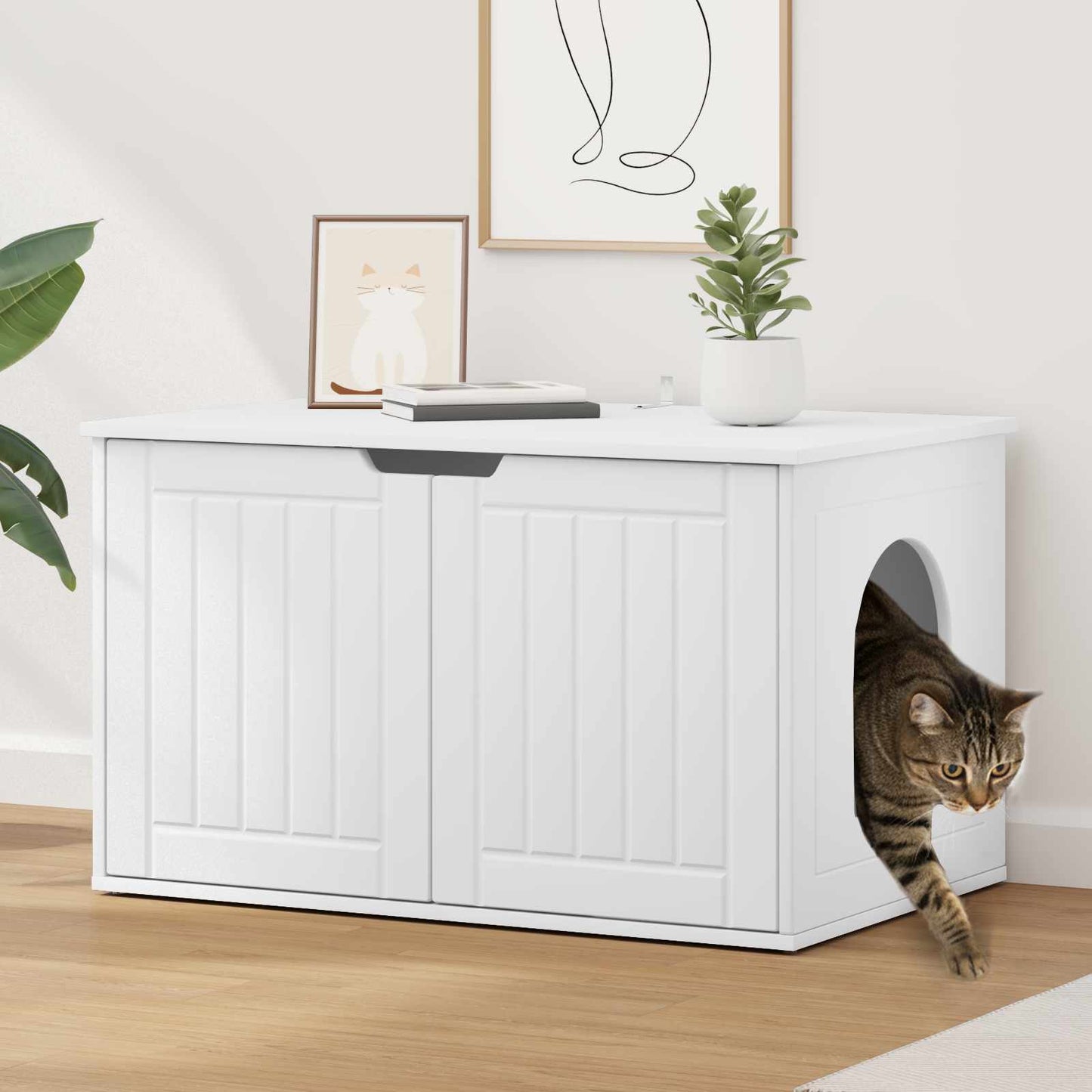 Katt Hus Hvit 85 x 55 x 50,5 cm Konstruert tre
