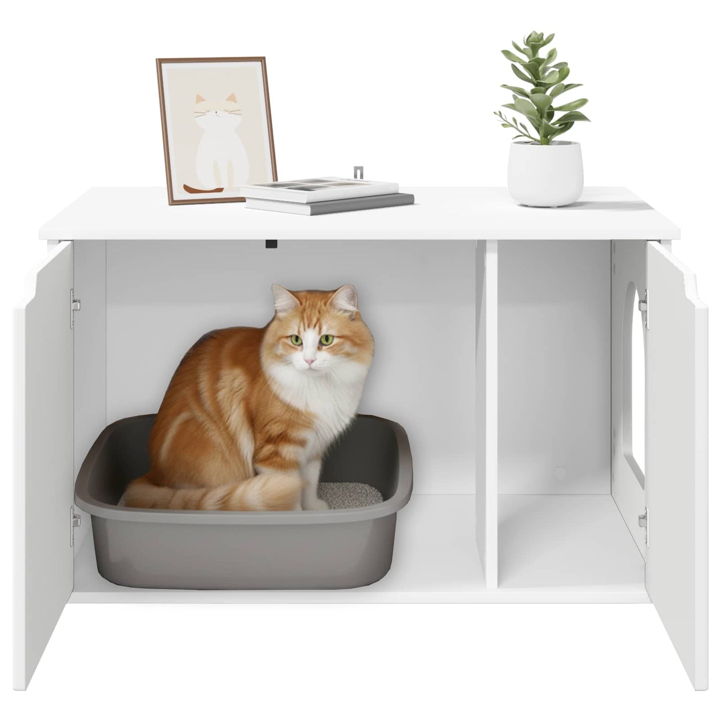 Katt Hus Hvit 85 x 55 x 50,5 cm Konstruert tre