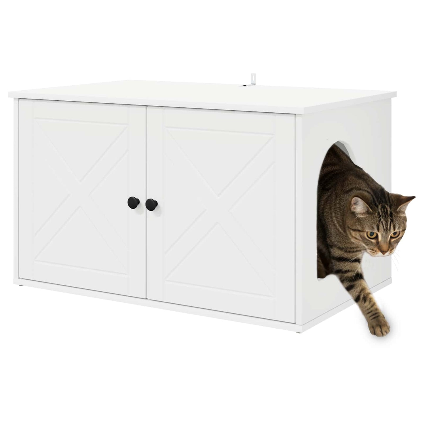 Katt Hus Hvit 85 x 55 x 50,5 cm Konstruert tre