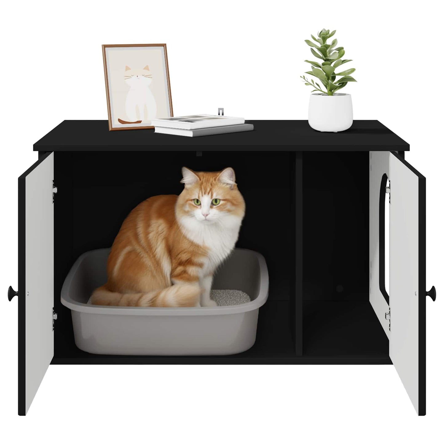 Katt Hus Svart 85 x 55 x 50,5 cm Konstruert tre