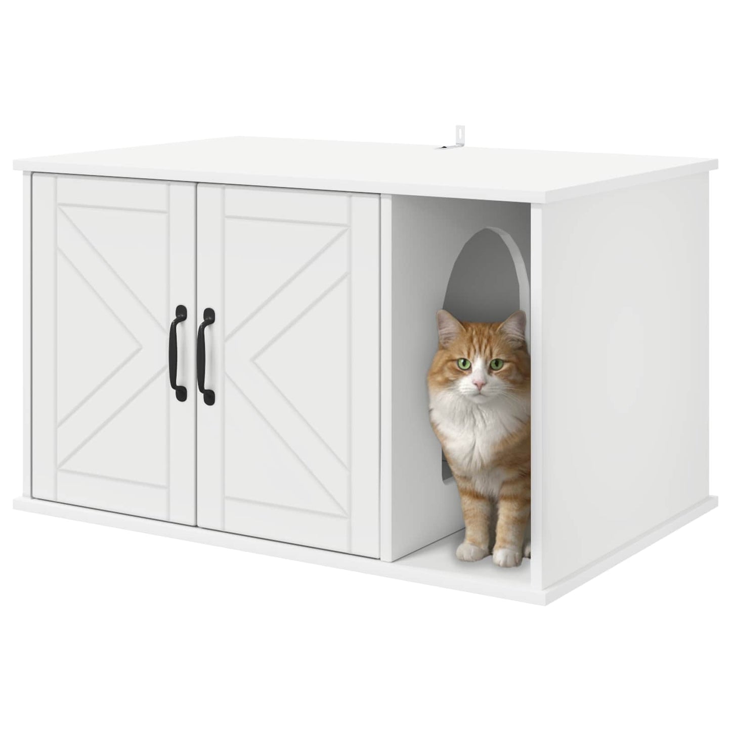 Katt Hus Hvit 85 x 55 x 50 cm Konstruert tre