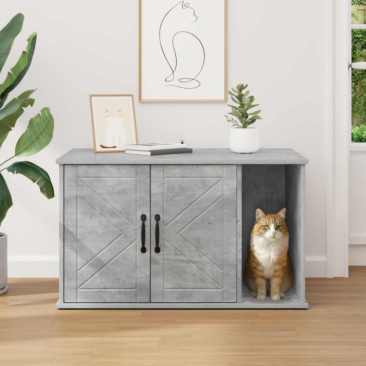 Katt Hus Betong 85 x 55 x 50 cm Konstruert tre