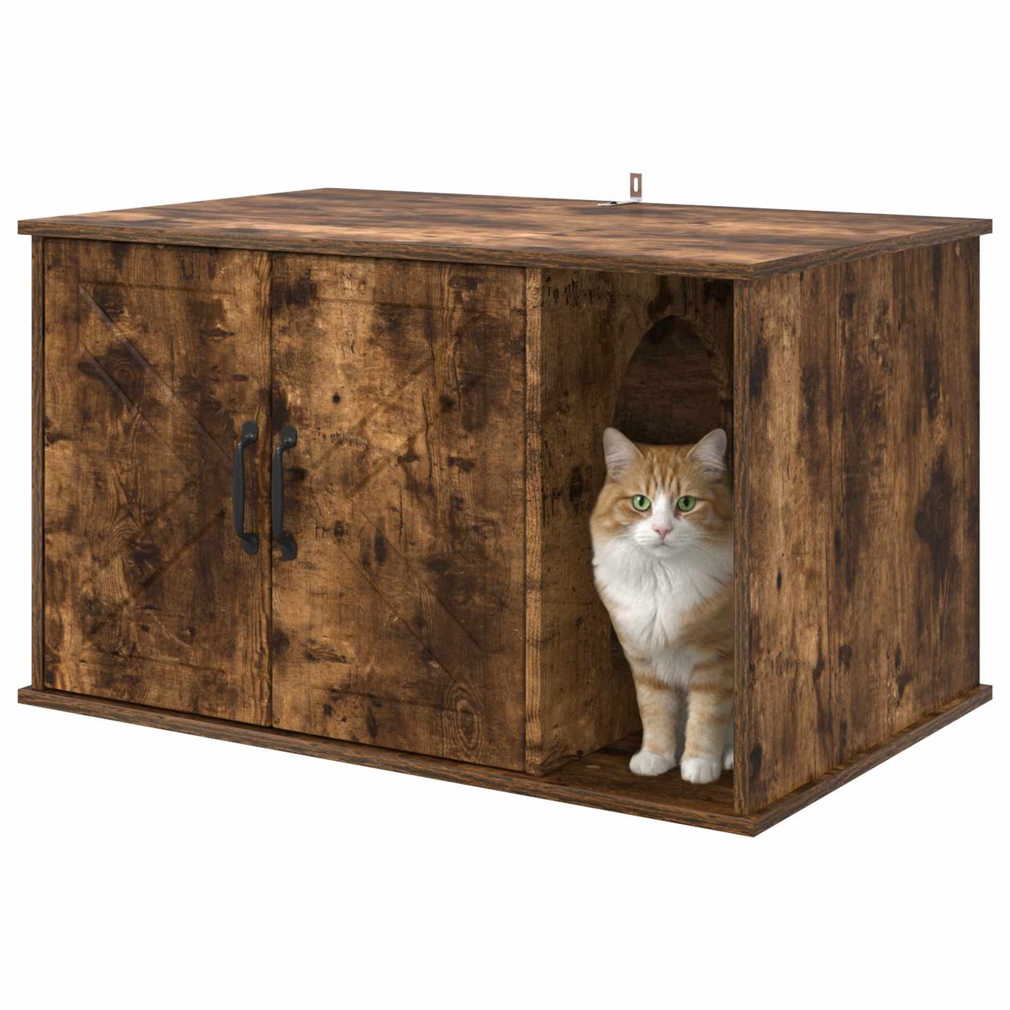 Katt Hus Røkt eik 85 x 55 x 50 cm Konstruert tre
