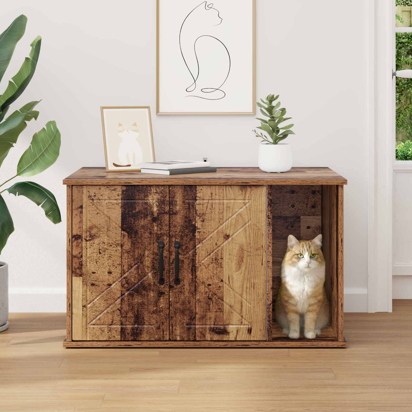 Katt Hus Gammelt tre 85 x 55 x 50 cm Konstruert tre
